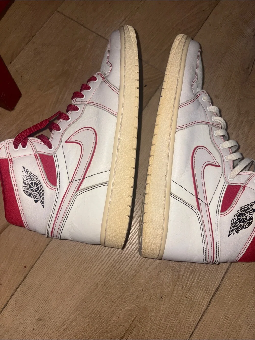 Air Jordan 1 High-Top Sneakers — White with Red Accents size 12 M